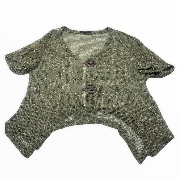 Kaktus Tops - ❌SOLD❌ •Kaktus Fish Net Open Weave Short Sleeve Lagenlook Top L6